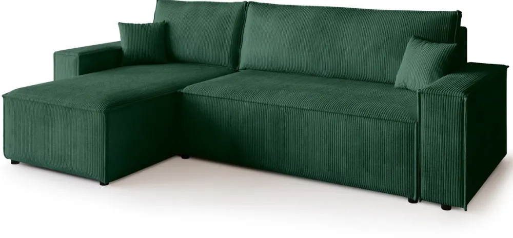 Meble Dla Dzieci|Meble Młodzieżowe>BROMARKT Zielony narożnik sztruksowy z pojemnikiem na pościel ADI