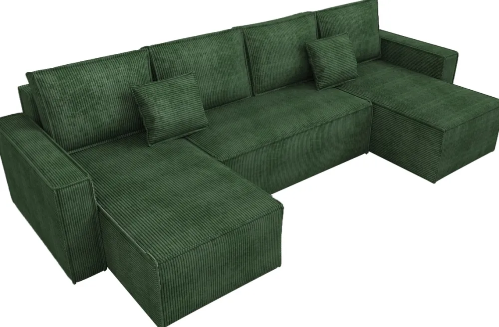 Narożniki>IZABELLA MEBLE Zielony narożnik w kształcie u z funkcją spania DEXTER U