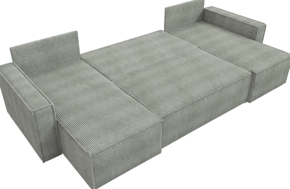 Narożniki>IZABELLA MEBLE Zielony narożnik w kształcie u z funkcją spania DEXTER U