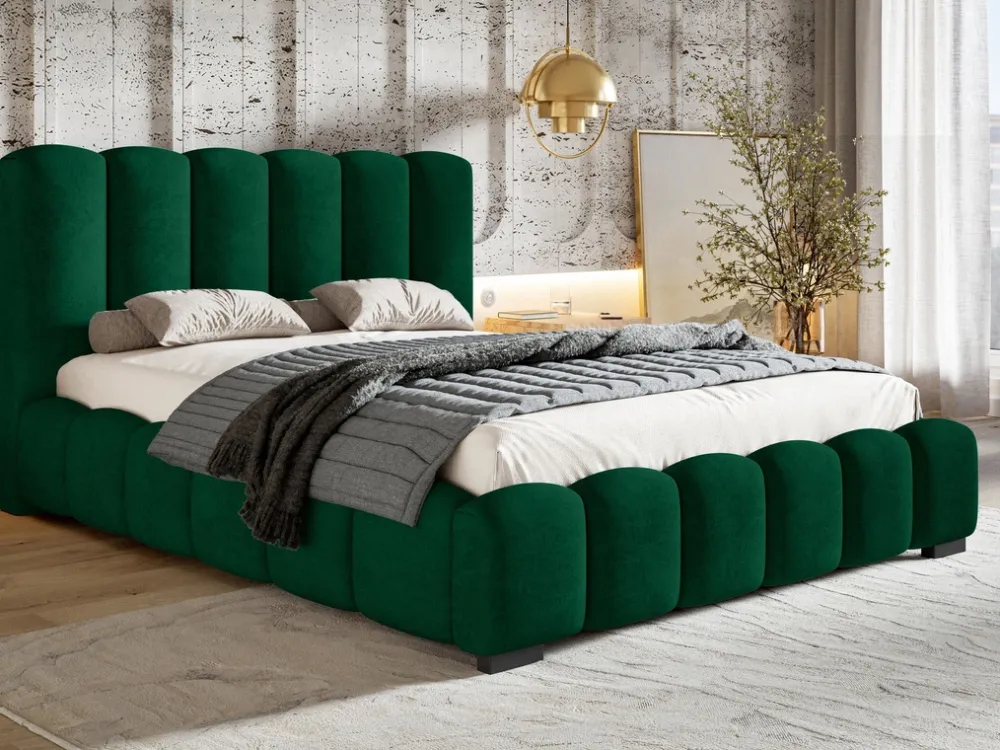 Łóżka Małżeńskie|Łóżka Ze Stelażem>Riban Łózko tapicerowane 180x200 cm do sypialni MEOW z pojemnikiem na pościel