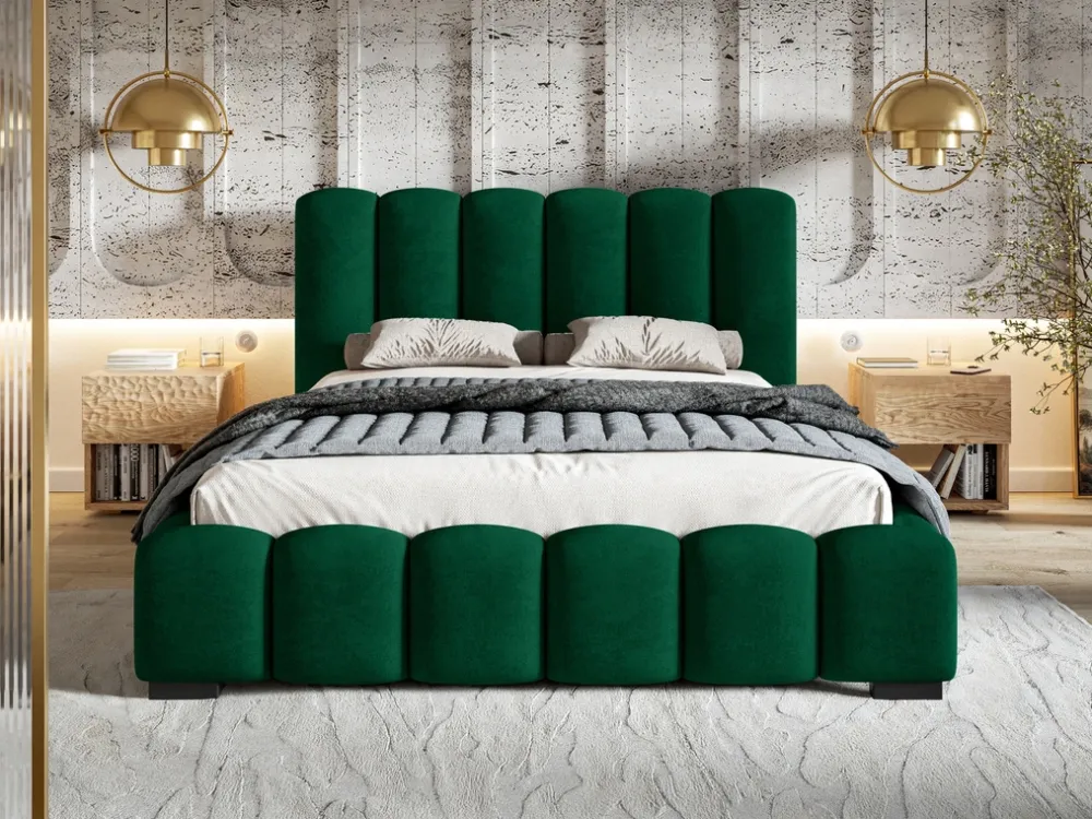 Łóżka Małżeńskie|Łóżka Ze Stelażem>Riban Łózko tapicerowane 180x200 cm do sypialni MEOW z pojemnikiem na pościel