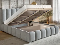 Łóżka Małżeńskie|Łóżka Ze Stelażem>Riban Łózko tapicerowane z pojemnikiem do sypialni 200x200 cm MEOW